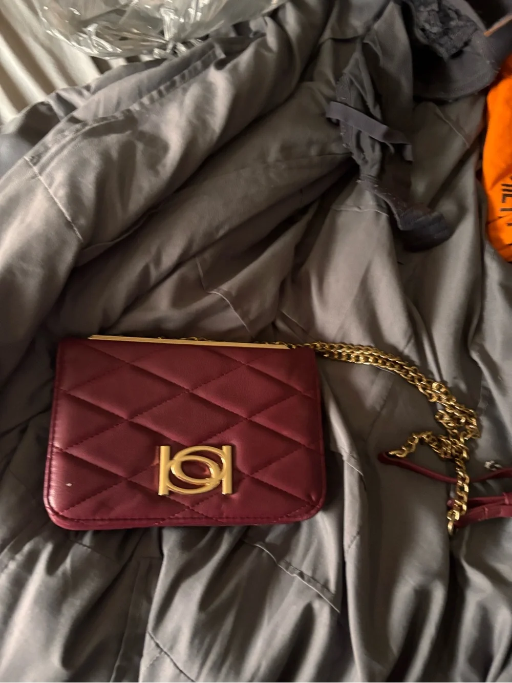 Quilted Wine Red Chain Shoulder Bag - Designer Style